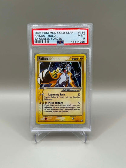 Raikou Gold Star #114 EX Unseen Forces 2005 PSA 9 Mint Pokemon Kort TCG