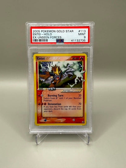 Entei Gold Star #113 EX Unseen Forces 2005 PSA 9 Mint Pokemon Kort TCG